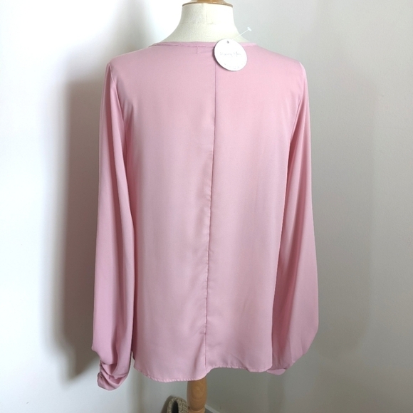 HAPTICS Blush Pink Poet Style Femme Statement sleeve Blouse M - Picture 5 of 11